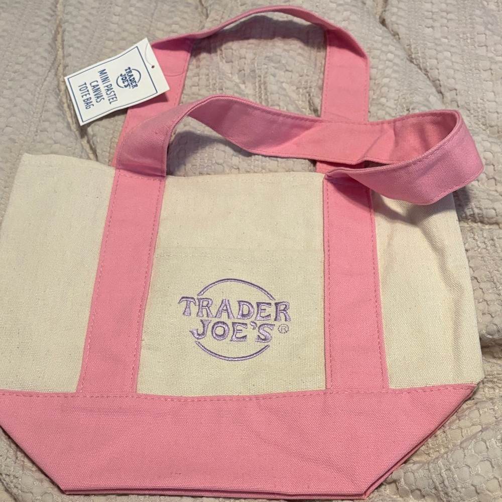 TJs Mini Pink & Cream Canvas Tote Bag